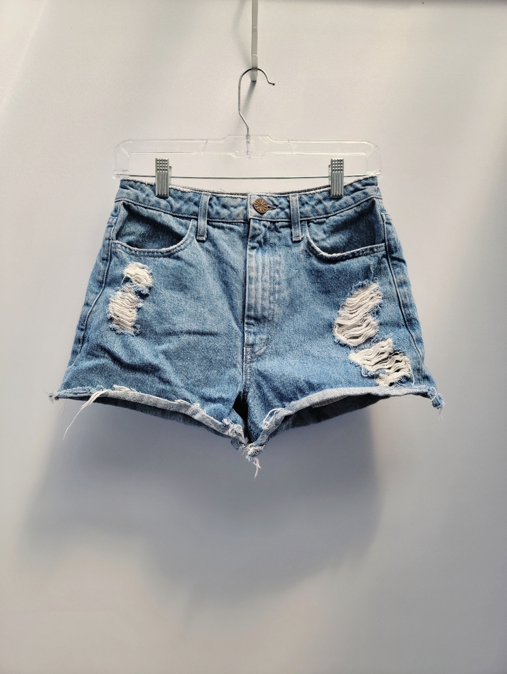 Show Me Your Mumu Blue Arizona High Waisted Shorts Size 25 Blue Rainbow Pockets - Picture 8 of 13